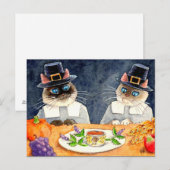 Cute Thanksgiving Pilgrim Cats briefkaart (Voorkant / Achterkant)