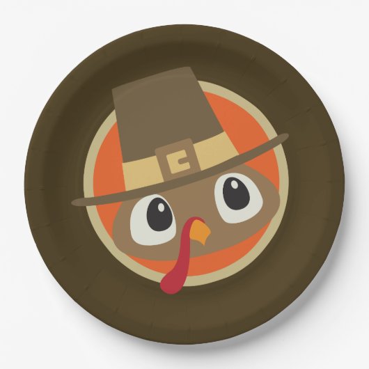 Cute Thanksgiving Pilgrim turkey party bord (Voorkant)