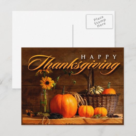 Cute Thanksgiving Pumpkin Feestdagenkaart (Voorkant / Achterkant)