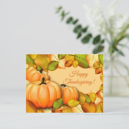 Cute Thanksgiving Pumpkin Feestdagenkaart (Staand voorkant)