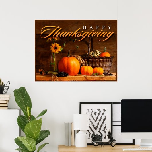 Cute Thanksgiving Pumpkin Poster (Thuiskantoor)