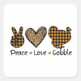 Cute Thanksgiving sticker "Peace, Love, Gobble". 
