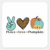 Cute Thanksgiving Sticker "Peace, Love, Pumpkin" (Voorkant)