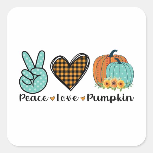 Cute Thanksgiving Sticker "Peace, Love, Pumpkin" (Voorkant)