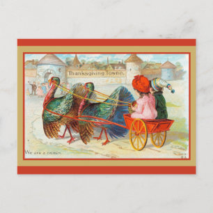 Cute  Thanksgiving Town Turkey Briefkaart