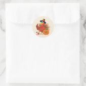 Cute Thanksgiving Turkey and Pumpkin Harvest Ronde Sticker (Tas)