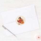 Cute Thanksgiving Turkey and Pumpkin Harvest Ronde Sticker (Envelop)