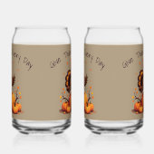 Cute Thanksgiving Turkey Autumn Pumpkins Scene Blikvorm Glas (Rechts)