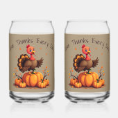 Cute Thanksgiving Turkey Autumn Pumpkins Scene Blikvorm Glas (Achterkant)