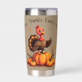 Cute Thanksgiving Turkey Autumn Pumpkins Scene Geïsoleerde Drinkbeker (Voorkant)
