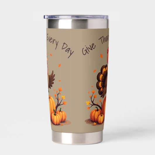 Cute Thanksgiving Turkey Autumn Pumpkins Scene Geïsoleerde Drinkbeker (Rechts)