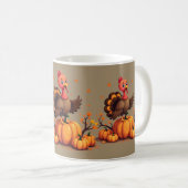 Cute Thanksgiving Turkey Autumn Pumpkins Scene Koffiemok (Voorkant rechts)