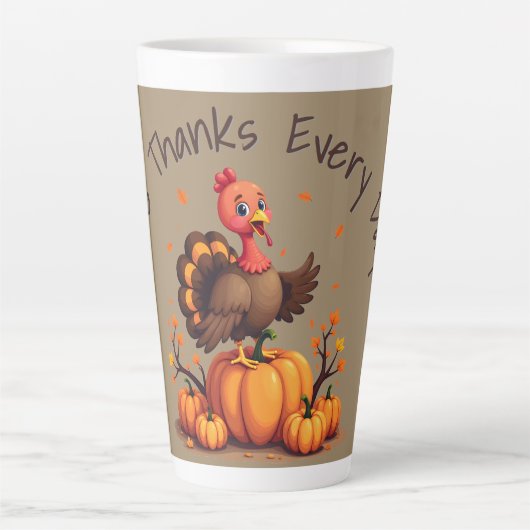 Cute Thanksgiving Turkey Autumn Pumpkins Scene Latte Mok (Voorkant)