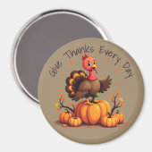 Cute Thanksgiving Turkey Autumn Pumpkins Scene Magneet (Voorkant / Achterkant)