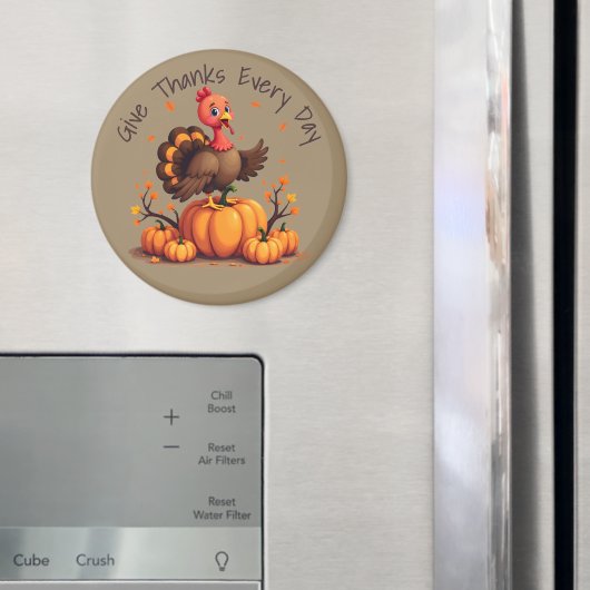 Cute Thanksgiving Turkey Autumn Pumpkins Scene Magneet (Insitu (Koelkast))