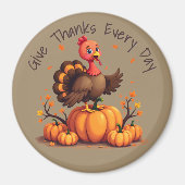 Cute Thanksgiving Turkey Autumn Pumpkins Scene Magneet (Voorkant)
