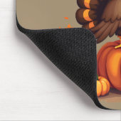 Cute Thanksgiving Turkey Autumn Pumpkins Scene Muismat (Hoek)