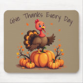 Cute Thanksgiving Turkey Autumn Pumpkins Scene Muismat (Voorkant)