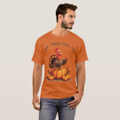 Cute Thanksgiving Turkey Autumn Pumpkins Scene T-shirt (Voorkant volledig)