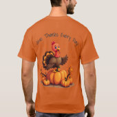 Cute Thanksgiving Turkey Autumn Pumpkins Scene T-shirt (Achterkant)