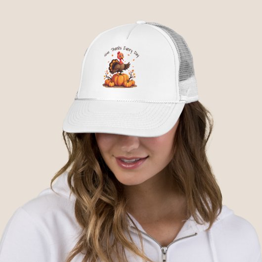Cute Thanksgiving Turkey Autumn Pumpkins Scene Trucker Pet (In situ)