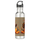 Cute Thanksgiving Turkey Autumn Pumpkins Scene Waterfles (Voorkant)