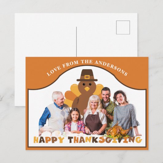 Cute Thanksgiving turkey backdrop group photo Briefkaart (Voorkant / Achterkant)