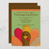 Cute Thanksgiving Turkey Dinner Party Invision Kaart (Voorkant / Achterkant)