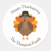 Cute Thanksgiving Turkey | Fall Envelope Seal Ronde Sticker (Voorkant)