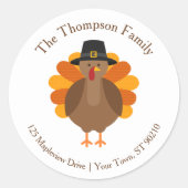 Cute Thanksgiving Turkey | Fall Envelope Seal Ronde Sticker (Voorkant)
