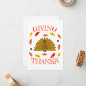 Cute Thanksgiving Turkey Fall Leaves Acorn Notitiekaartje (Voorkant / Achterkant in situ)