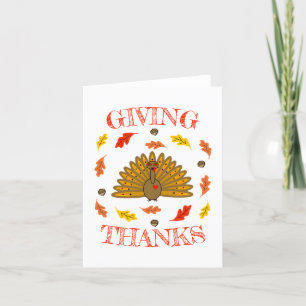 Cute Thanksgiving Turkey Fall Leaves Acorns Bedankkaart