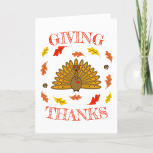 Cute Thanksgiving Turkey Fall Leaves Acorns Feestdagen Kaart