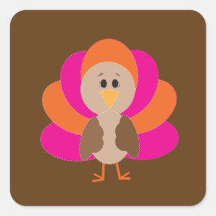 Cute Thanksgiving Turkey Herfst Autumn Harvest Vierkante Sticker