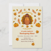 Cute Thanksgiving Turkey Invitation Kaart (Voorkant)