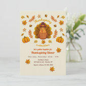 Cute Thanksgiving Turkey Invitation Kaart (Staand voorkant)