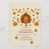 Cute Thanksgiving Turkey Invitation Kaart (Voorkant / Achterkant)