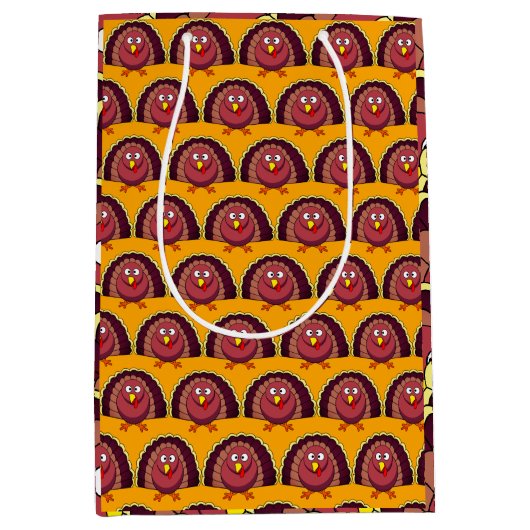 Cute Thanksgiving Turkey Medium Gift Bag Medium Cadeauzakje (Voorkant)