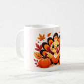 Cute Thanksgiving Turkey Mug | Autumn Coffee Cup Koffiemok (Voorkant links)