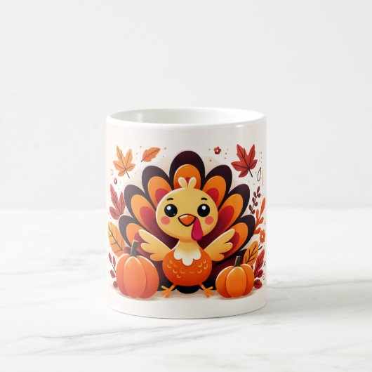 Cute Thanksgiving Turkey Mug | Autumn Coffee Cup Koffiemok (Center)
