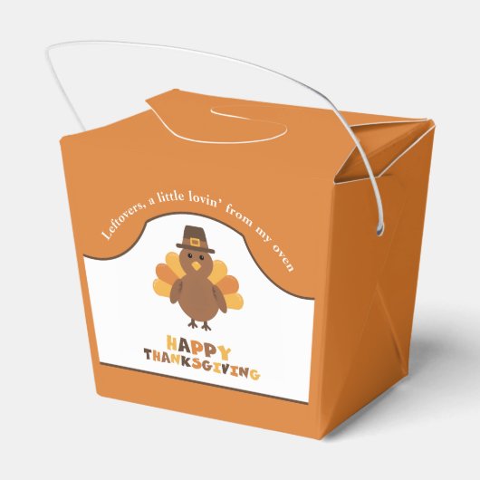 Cute Thanksgiving Turkey Orange Leftovers Take Out Bedankdoosjes (Achterkant)