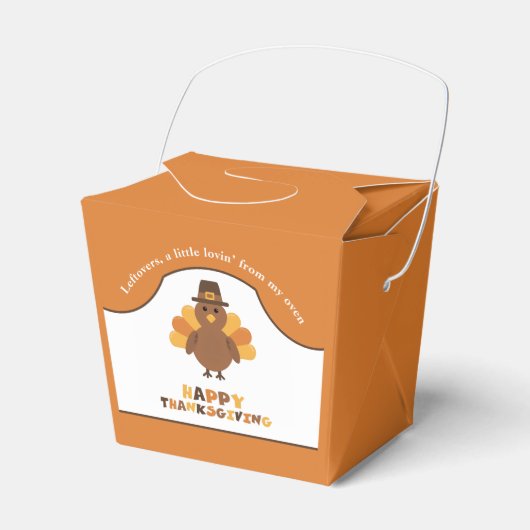 Cute Thanksgiving Turkey Orange Leftovers Take Out Bedankdoosjes (Voorkant Zijde)