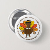 Cute Thanksgiving Turkey Pilgrim Ronde Button 5,7 Cm (Voorkant /achterkant)