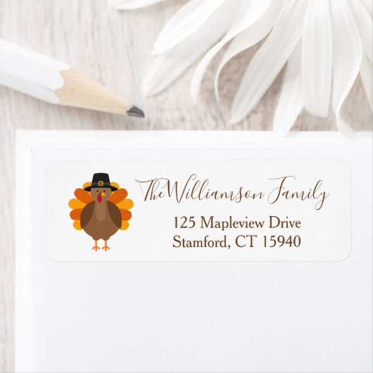 Cute Thanksgiving Turkey Return Address Label (Insitu)