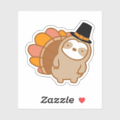 Cute Thanksgiving Turkey Sloth Vinyl Sticker (Vel)