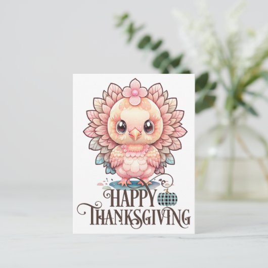 Cute Thanksgiving Turkije Briefkaart (Staand voorkant)