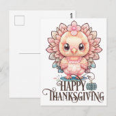 Cute Thanksgiving Turkije Briefkaart (Voorkant / Achterkant)