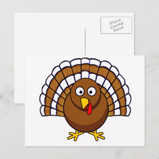 Cute Thanksgiving Turkije Feestdagenkaart (Voorkant / Achterkant)