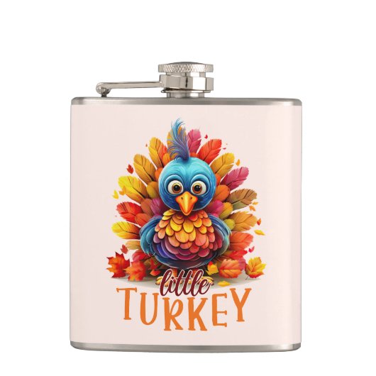 Cute Thanksgiving Turkije Heupfles (Voorkant)