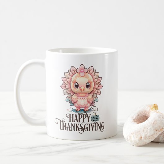 Cute Thanksgiving Turkije Koffiemok (Met donut)